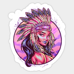 Native Indian Girl Sticker